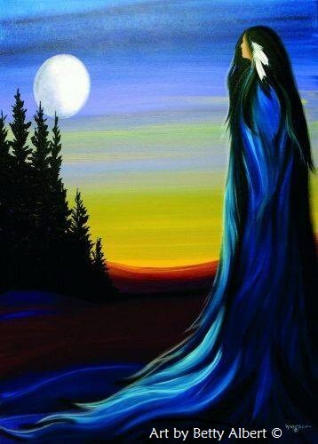 Woman, full moon, Art by Betty Albert